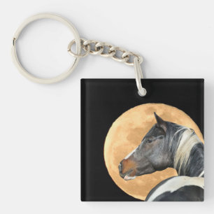 Cheval Peint Avec Porte - clé Pleine lune