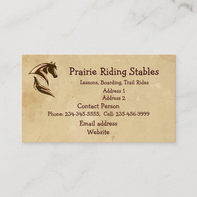 Cheval Personnalisé Étables À Cheval Carte de visi (Devant)