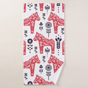 Cheval populaire suédois motif sans couture fleuri