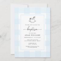 Cheval Rocheux Bleu En vichy Baptême Invitation