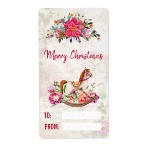 Cheval rocheux victorien et Poinsettia Noël