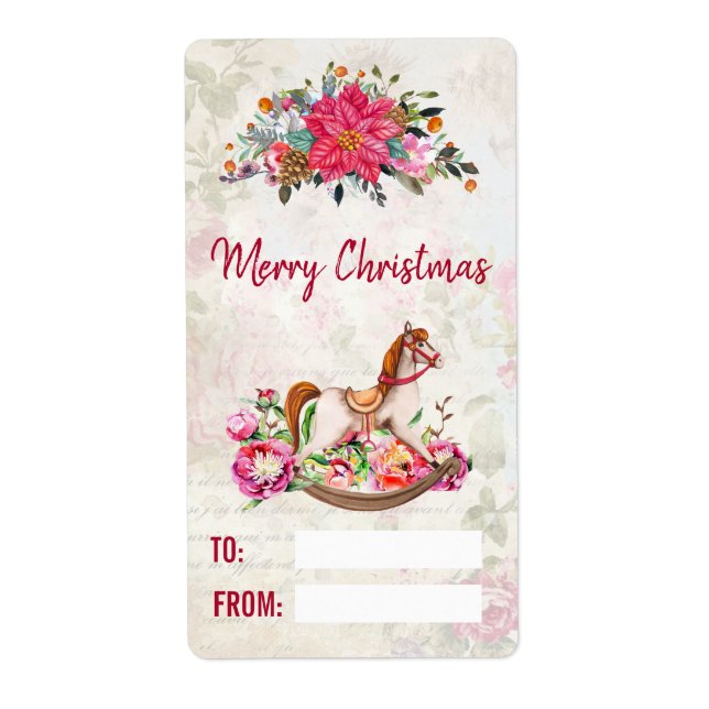 Cheval rocheux victorien et Poinsettia Noël (Devant)