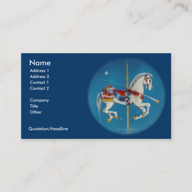 Cheval rouge, blanc et bleu de carte de visite - (Devant)