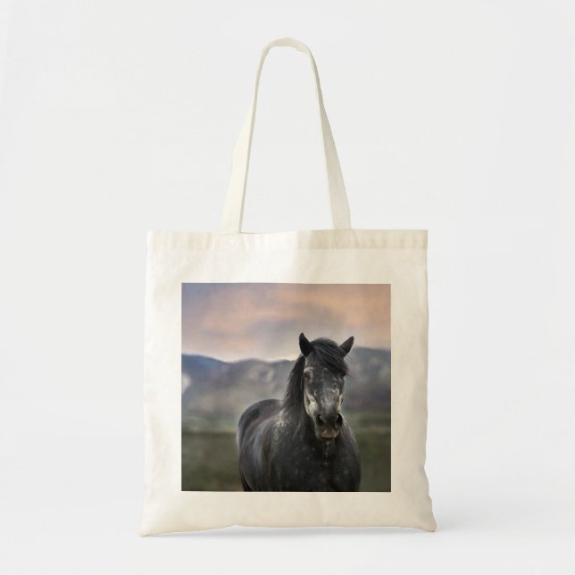 Cheval Stallion gris Sac fourre-tout réutilisable (Devant)
