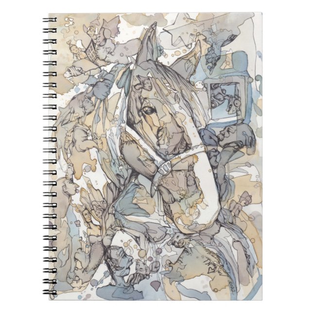 Cheval Thé café et carnet en spirale d'encre (Devant)