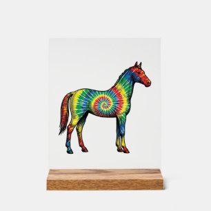 Cheval Tie Dye Gravure Vintage Art Vectoriel
