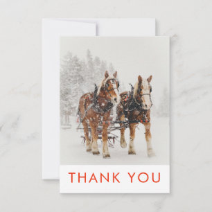 Cheval tiré Sleigh Scène de Noël Merci