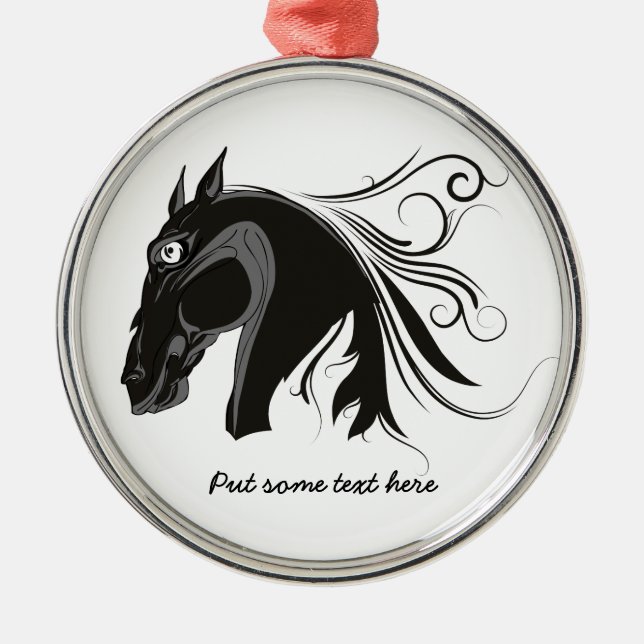 Cheval tribal noir et blanc tête ornement personna (Devant)