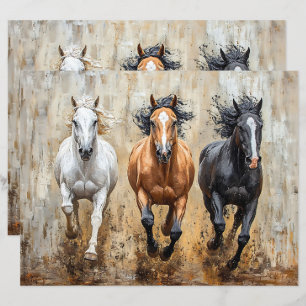 Cheval Trio Galloping Peinture Papier à papier