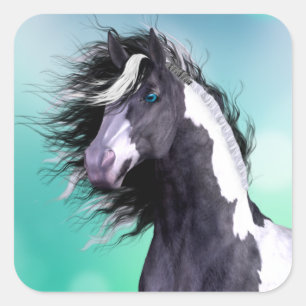 Cheval Vanner Tzigane Grand Stickers Carré