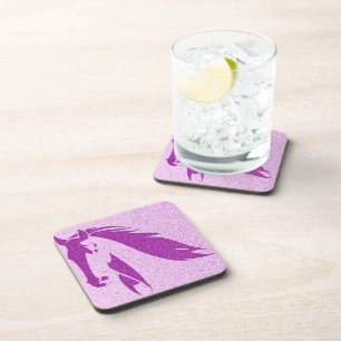 Cheval violet dessous de verre en plastique dur