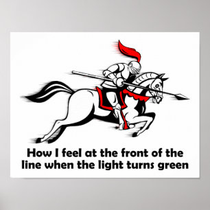Chevalier à feu vert Affiche drôle