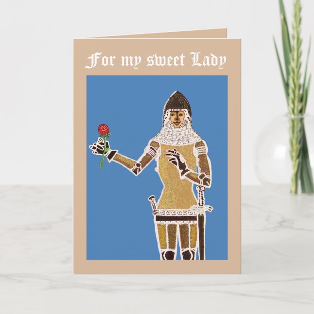 Chevalier avec carte de vacances rose (Devant)