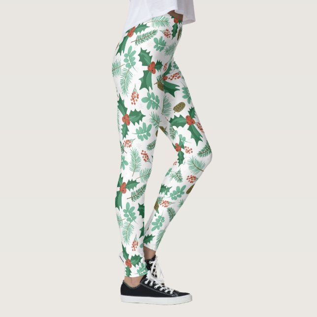 Chevalier de Noël et cônes de pin leggings motifs (Droite)
