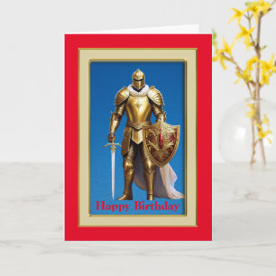 Chevalier d'or, carte d'anniversaire pliée de 5" x
