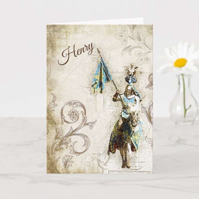 Chevalier en Armor Carte Anniversaire (Petite plante)