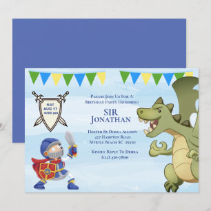 Chevalier En Armor Dragon Invitation De Fête Anniv