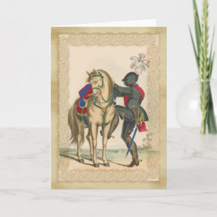Chevalier et armure avec carte de billet pour chev