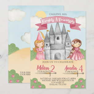 Chevalier et princesse Anniversaire Invitation Pin