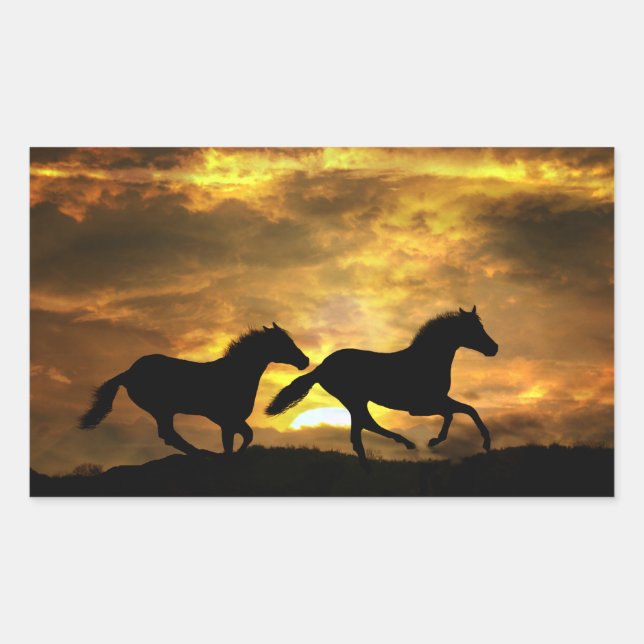 Chevaux à l'aide de Stickers Coucher du soleil (Devant)