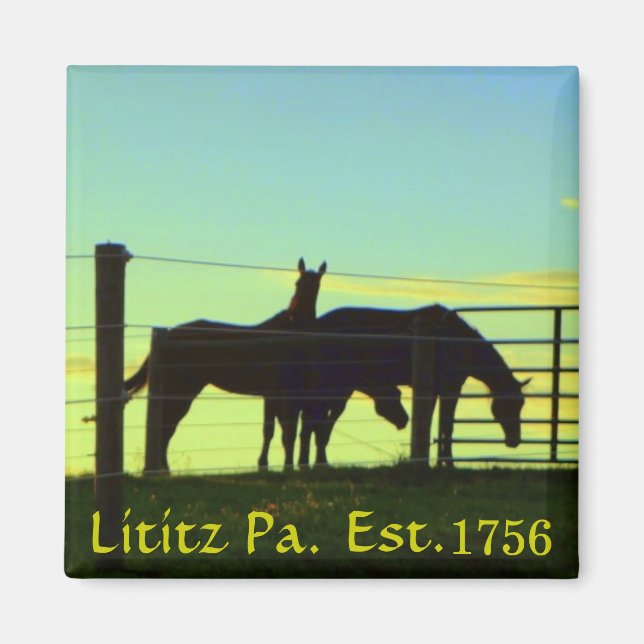 Chevaux au coucher du soleil à Lititz Pa. Magnet (Devant)