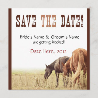 Chevaux au pâturage - Invitation de mariage
