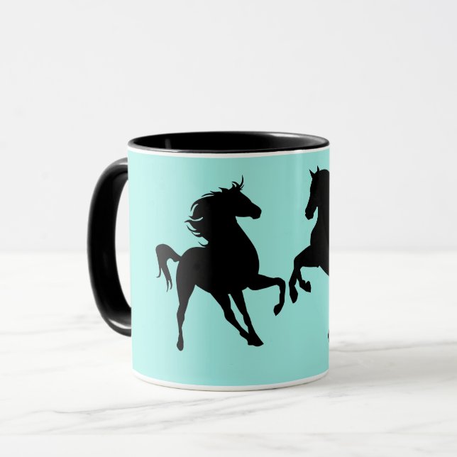 Chevaux Couple Café Mug Couleur personnalisée (Devant gauche)
