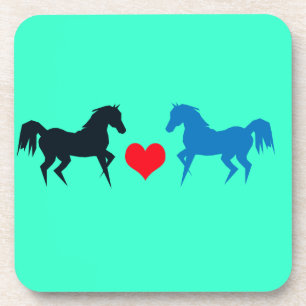 Chevaux dans des dessous de verre de liège d'amou