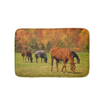 Chevaux dans des tapis de bain animaux d'automne
