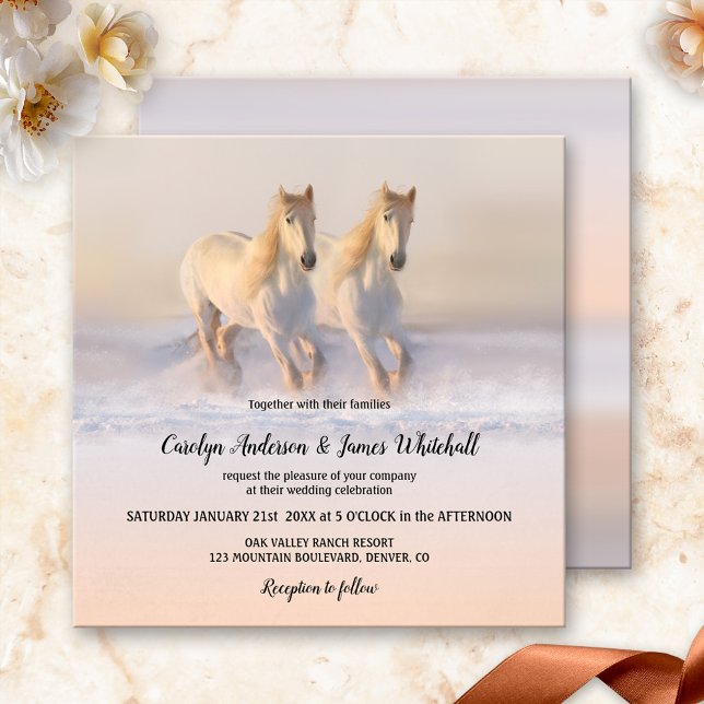 Chevaux dans Neige hiver Mariage Invitation (Créateur téléchargé)
