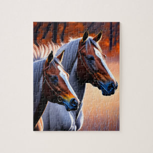 Chevaux De Brumby Brown Et Blanc, Puzzle De Jigsaw