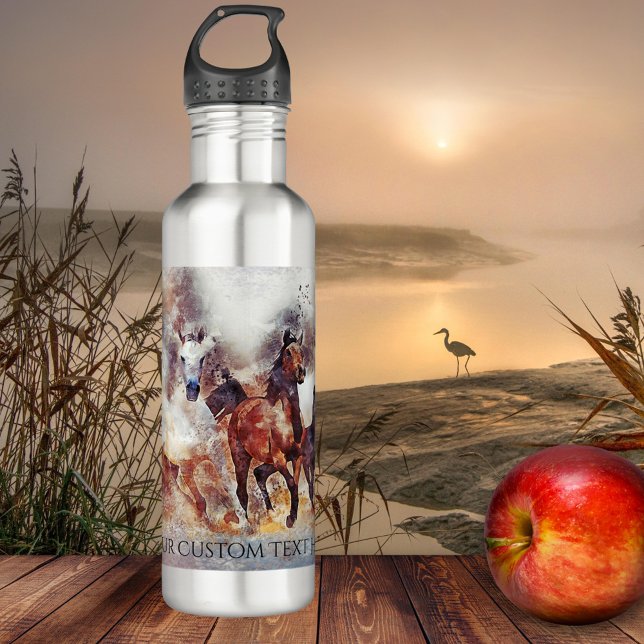 Chevaux de course sauvage Bouteille d'eau personna (Créateur téléchargé)