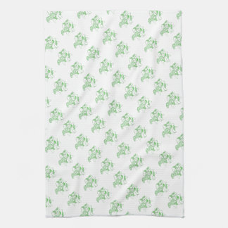 Chevaux de Dala vert et blanc Serviette de cuisine