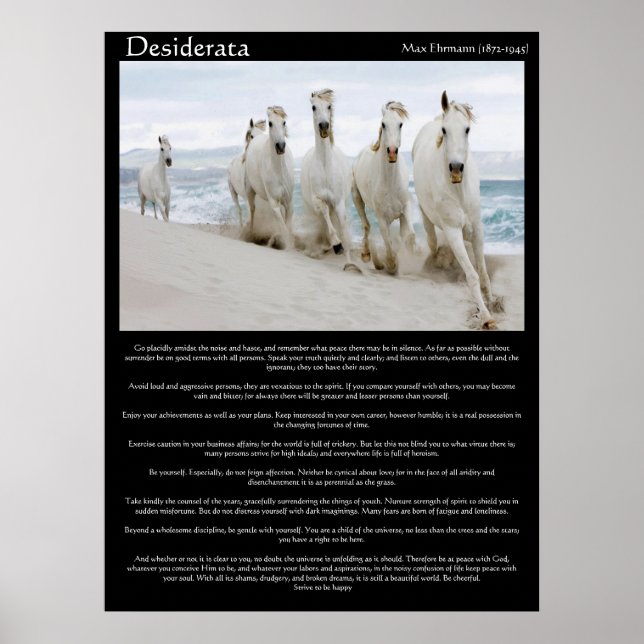 Chevaux de Desiderata courant Affiches (Devant)