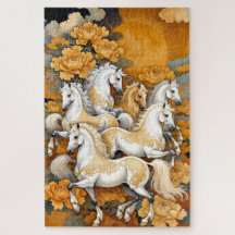 Chevaux de la Lune dorée – Puzzle photo personnali