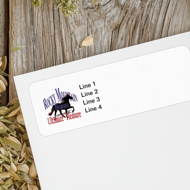 Chevaux de Montagne Rocheuse Plaisir ultime (Rocky Mountain Horses return address label with horse silhouette logo and customizable name and addy)