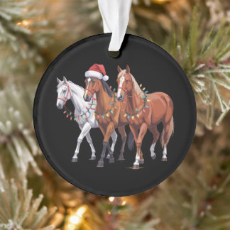 Chevaux de Noël Chapeau de Père Noël Lumières de N