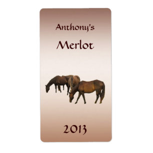 Chevaux de pâturage Vin animal Étiquette