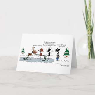 Chevaux drôles volant la carte de bande dessinée