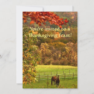 Chevaux en automne Thanksgiving Invitation