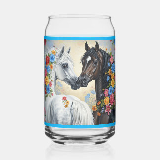Chevaux encadrés de fleurs 