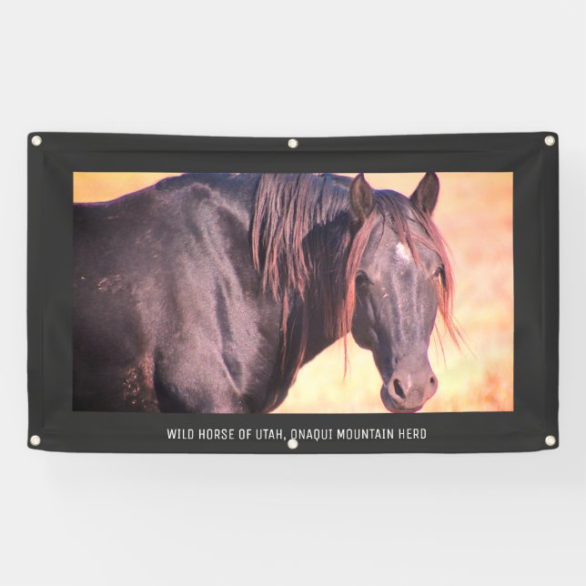 CHEVAUX SAUVAGES DE Bannière UTAH AVEC GROMMETS (Horizontal)
