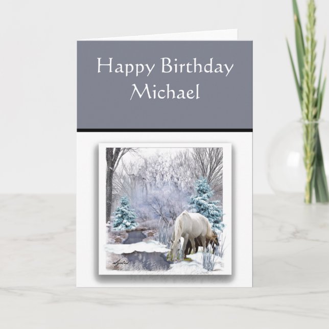 Chevaux sauvages en hiver Carte d'anniversaire pou (Devant)