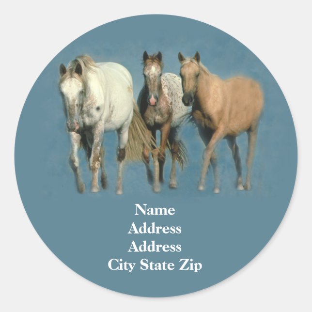 Chevaux sauvages et merveilleux Étiquette de adres (Devant)