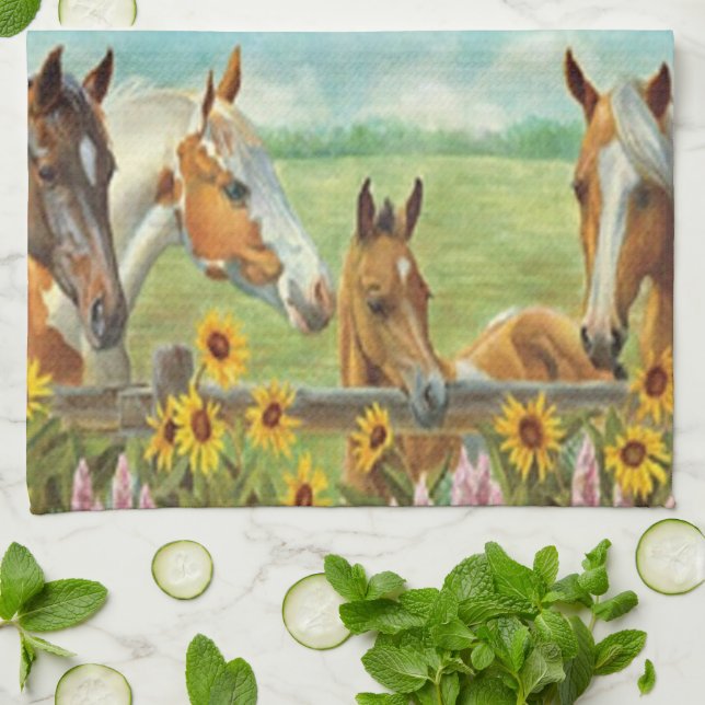 Chevaux Serviette de cuisine (Plié)