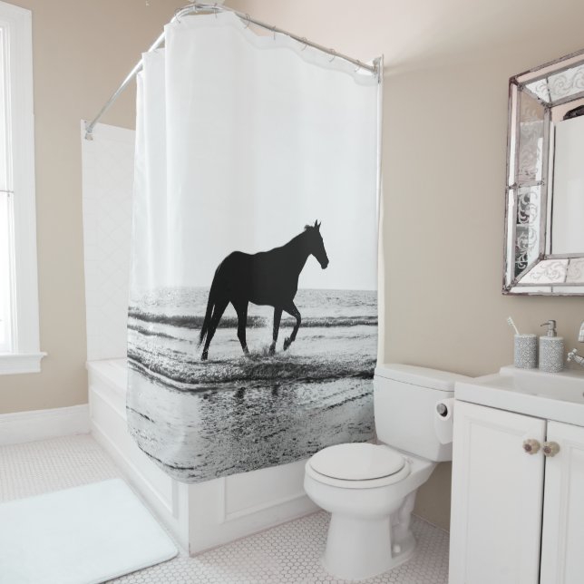 Chevaux Sur Le Rideau De Douche De Plage (En situation)
