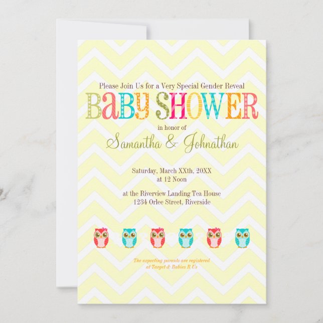Chevêches de bébés - Invitation au Baby shower de  (Devant)