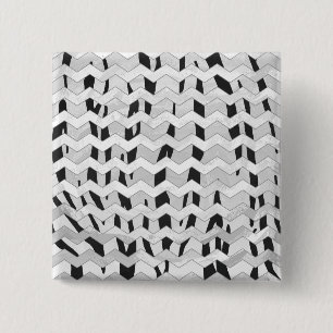 Cheveron Tiger Black and White Print 2 Inch Square Button