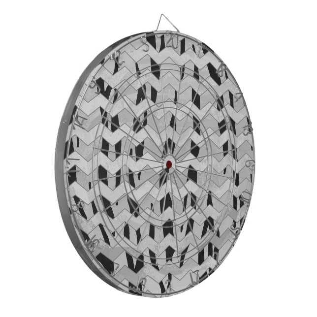 Cheveron Tiger Black and White Print Dartboard (Front Left)