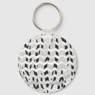 Cheveron Tiger Black and White Print Keychain